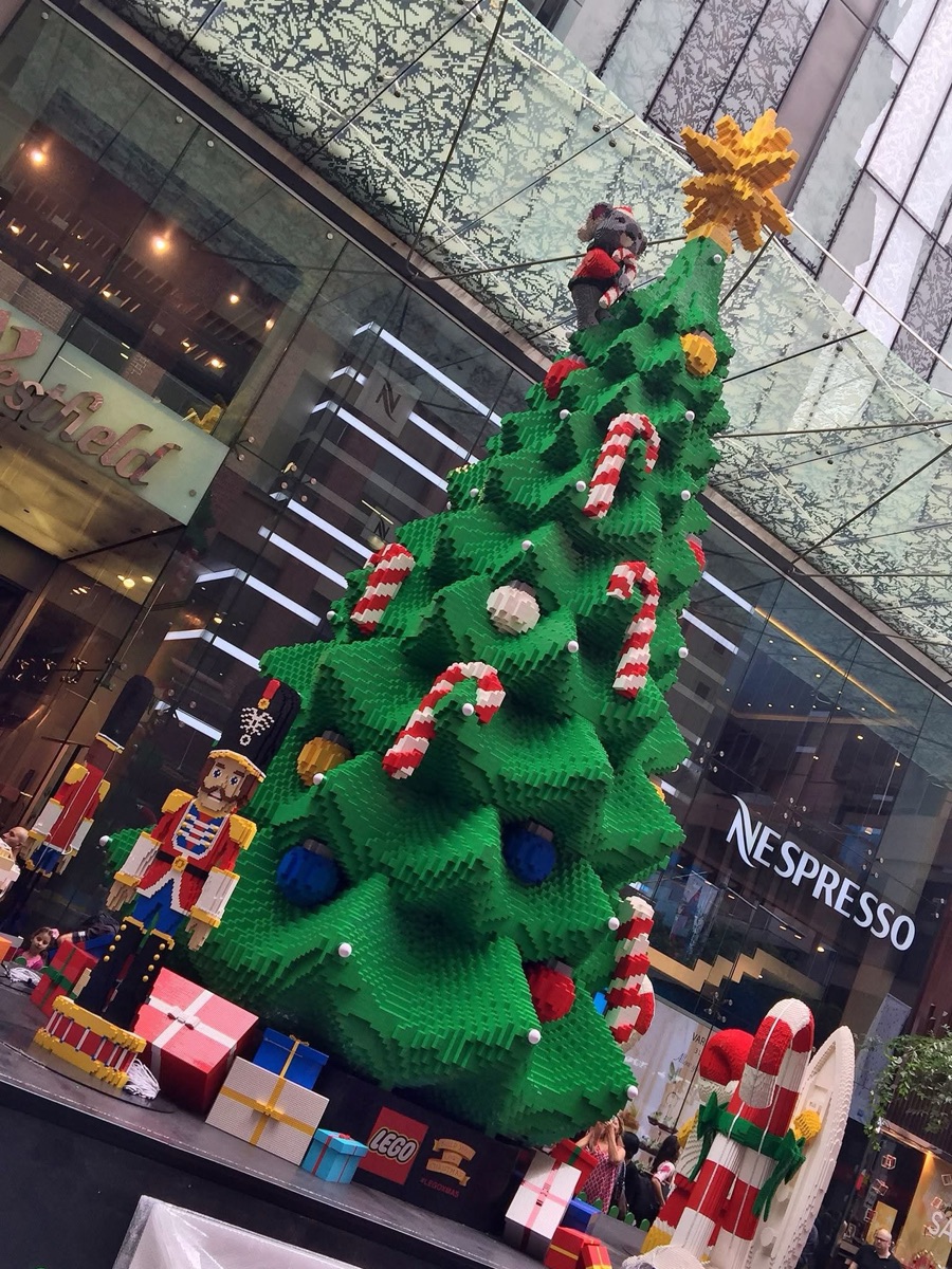 Christmas tree built from LEGO bricks in Sydney